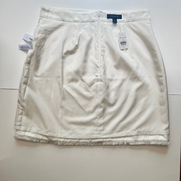 NEW Ann Taylor Fringed Button Pocket White A Line Skirt, Size 8 - Picture 9 of 11